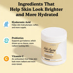 Anti-Aging Collagen Complex key ingredients: hyaluronic acid, probiotics, and vitamin C for brighter, more hydrated-looking skin