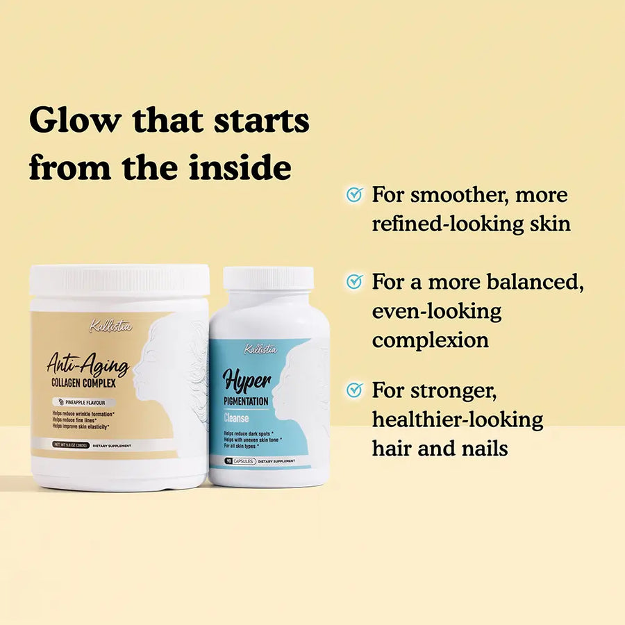 Hyper Renew Kit: glow that starts from the inside, for smoother more refined-looking skin, a more balanced even-looking complexion, and stronger healthier-looking hair and nails